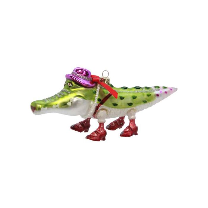 Gisela Graham Painted Glass Alligator Decoration - 17cm-2